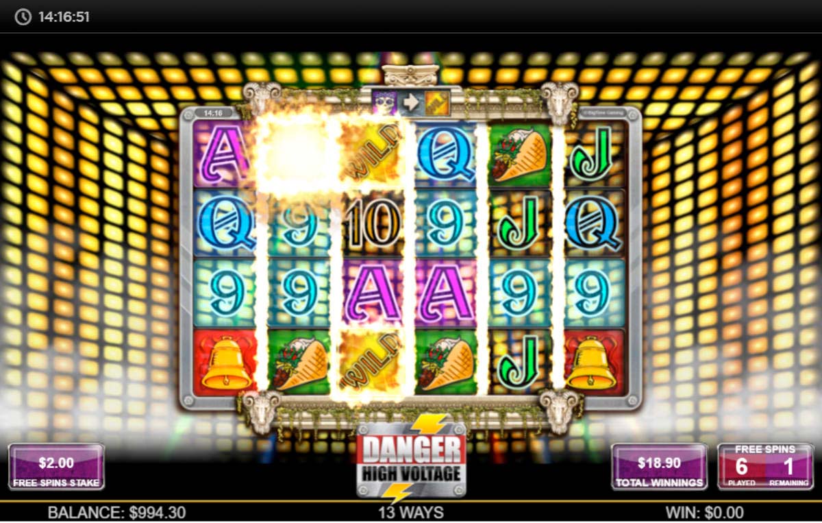 Screenshot of the Danger High Voltage slot by Big Time Gaming