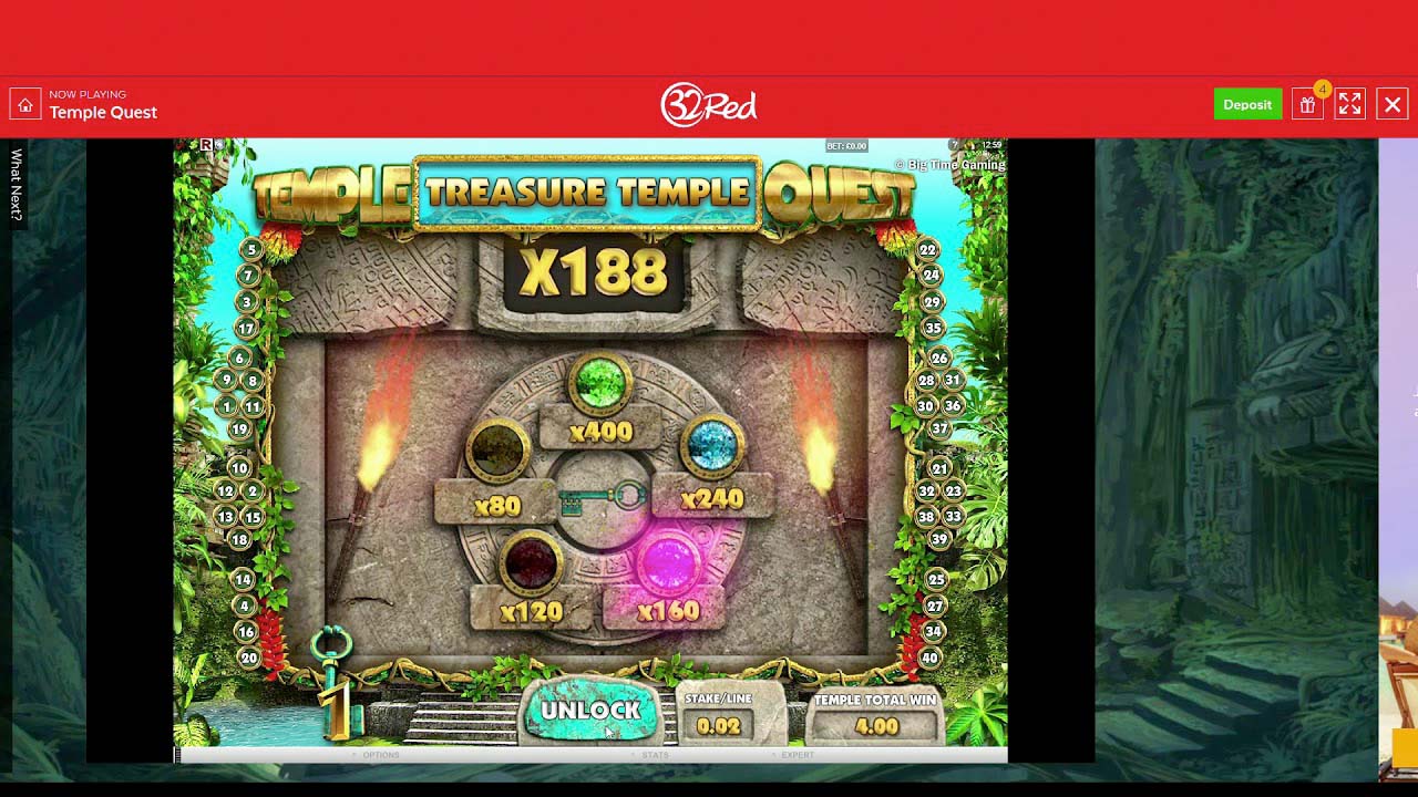 Screenshot of the Temple Quest slot by Big Time Gaming