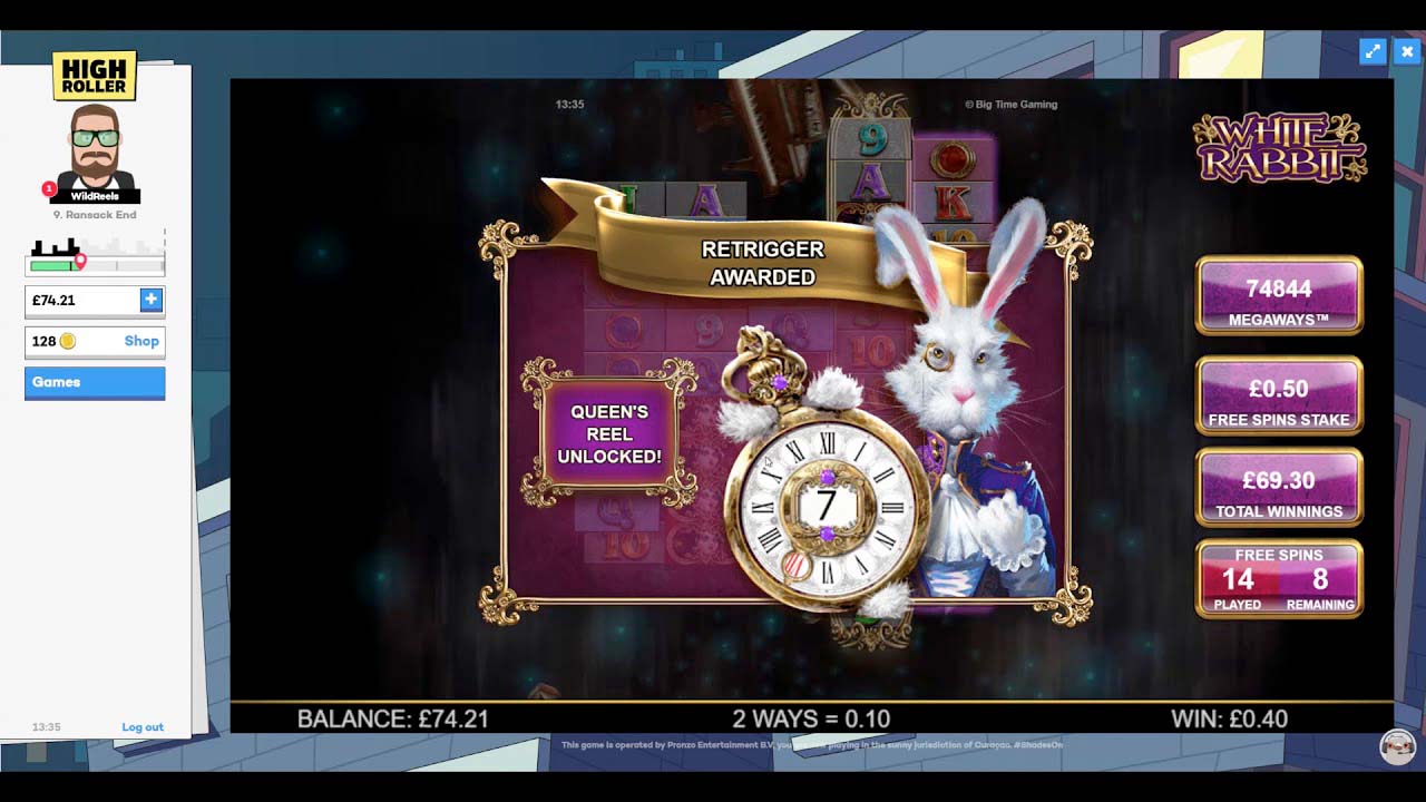 Screenshot of the White Rabbit slot by Big Time Gaming
