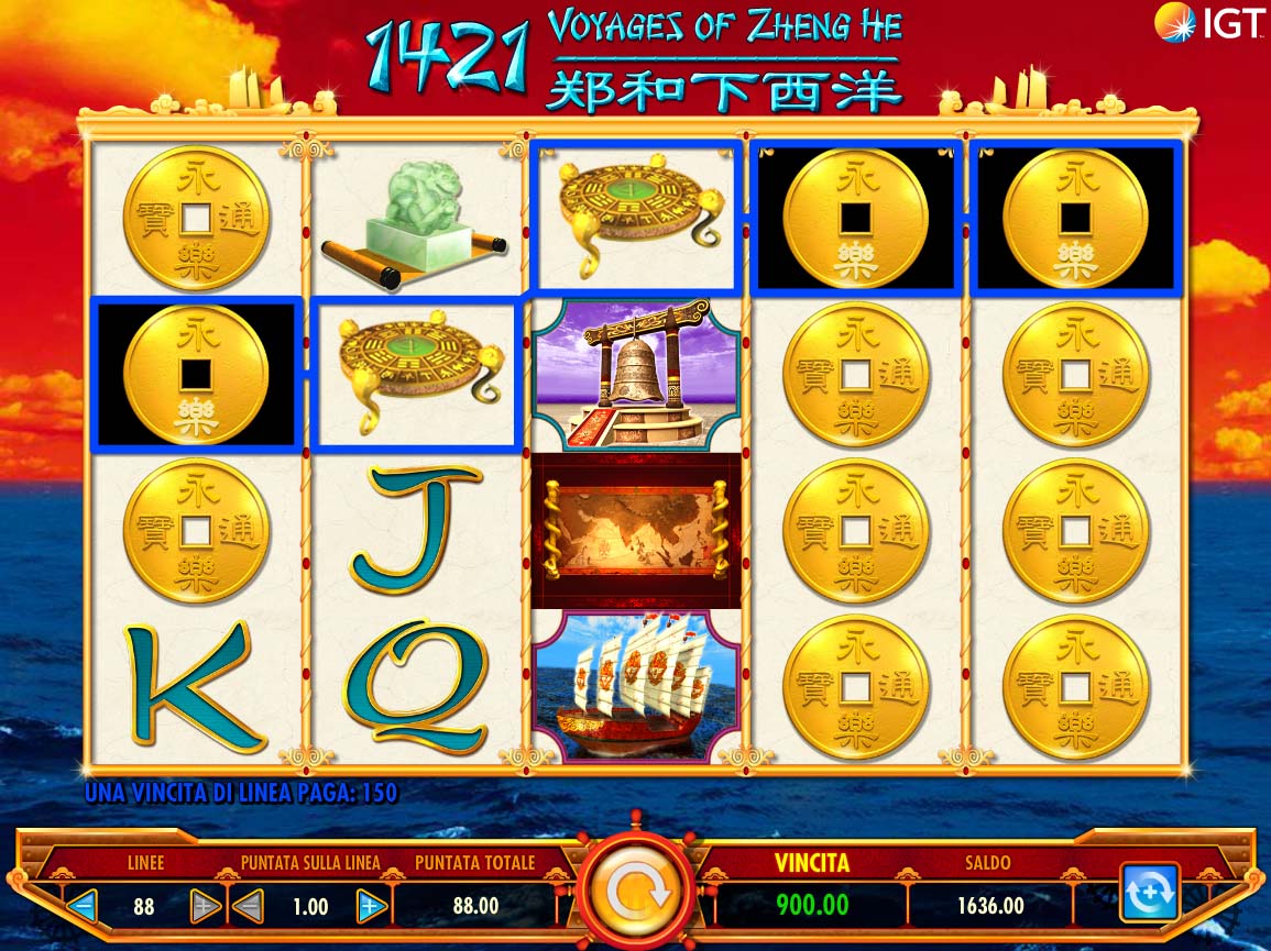 Screenshot of the 1421 Voyages of Zheng He slot by IGT