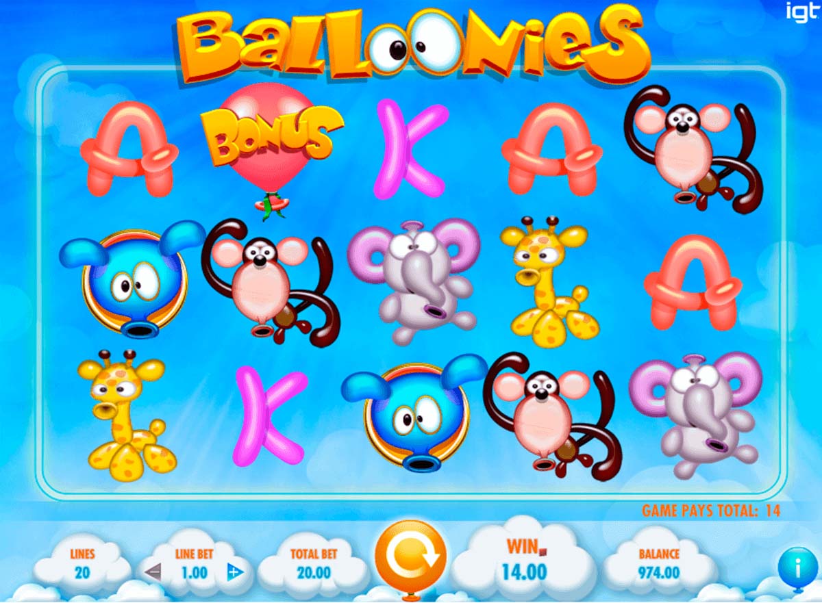 Screenshot of the Balloonies slot by IGT