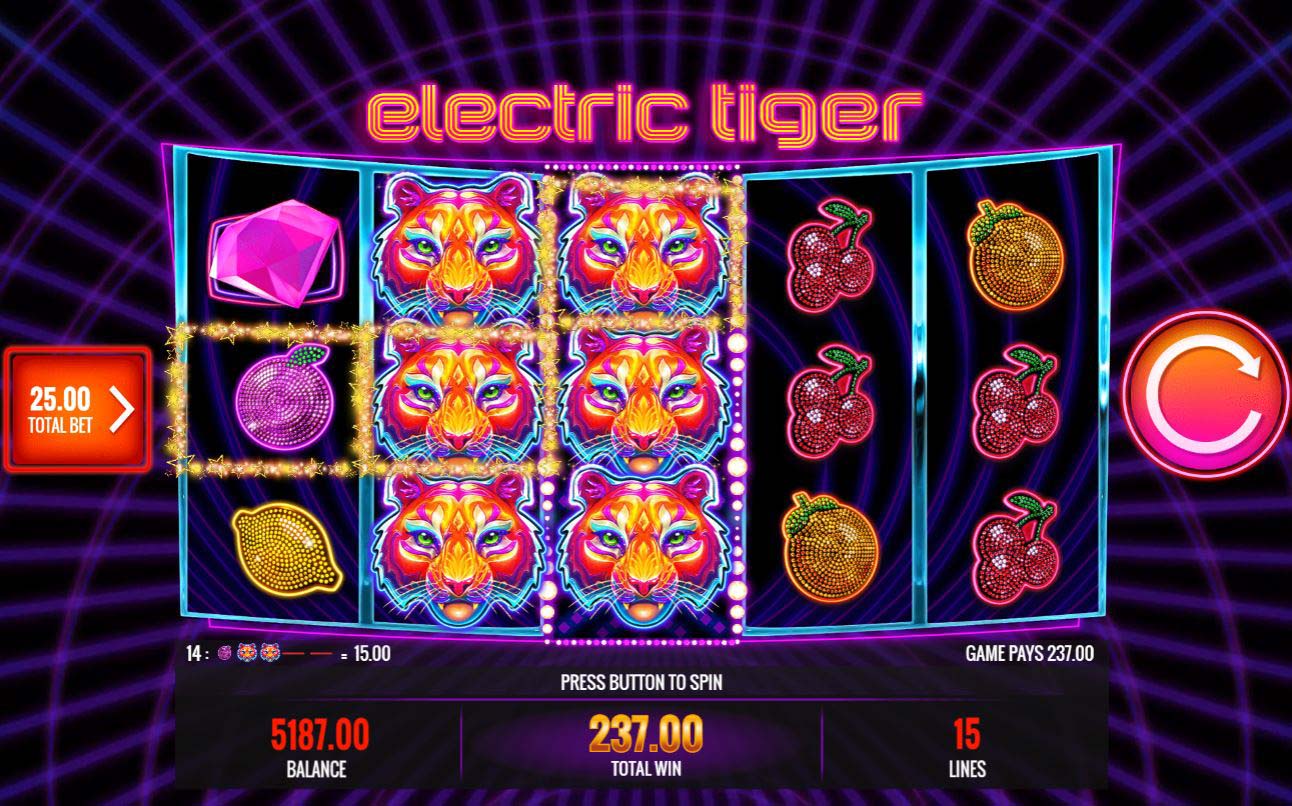 Screenshot of the Electric Tiger slot by IGT