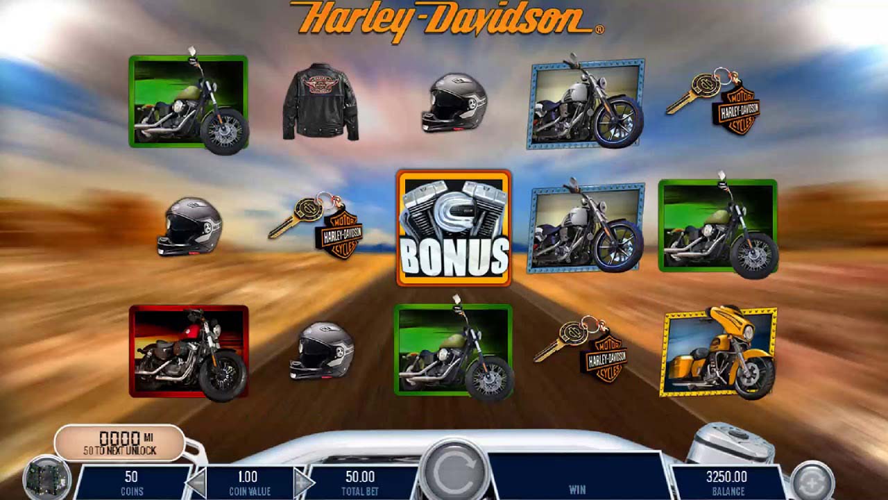 Screenshot of the Harley Davidson Freedom Tour slot by IGT