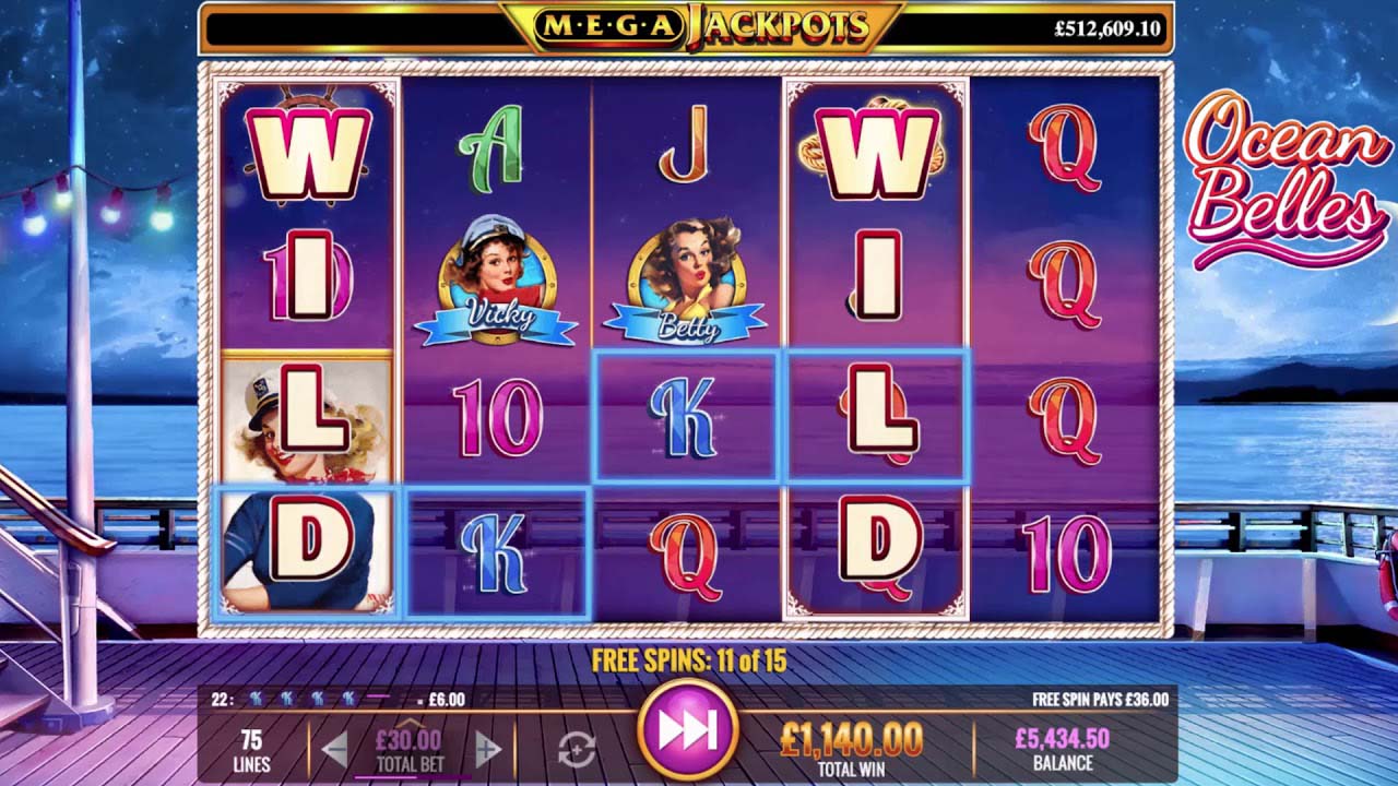 Screenshot of the Ocean Belles slot by IGT