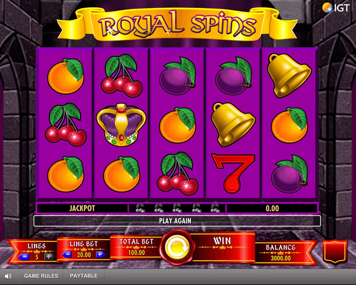 Screenshot of the Royal Spins slot by IGT