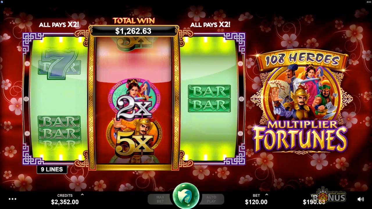 Screenshot of the 108 Heroes Multiplier Fortunes slot by Microgaming