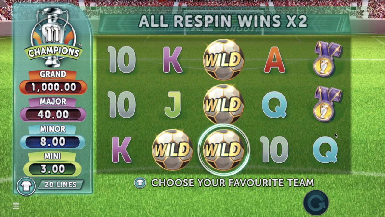 Screenshot of the 11 Champions slot by Microgaming