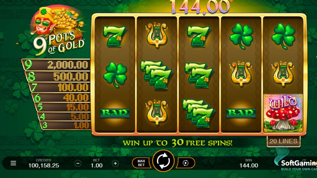 Screenshot of the 9 Pots of Gold slot by Microgaming