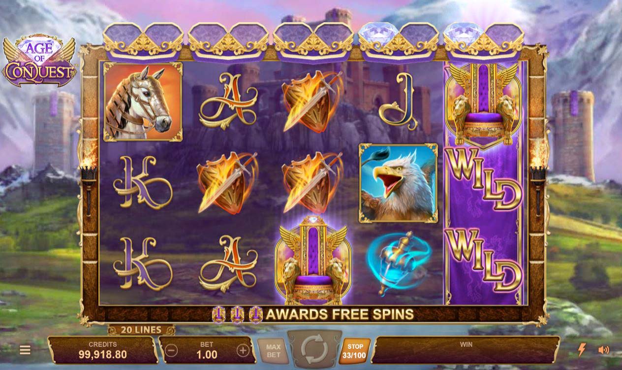 Screenshot of the Age of Conquest slot by Microgaming