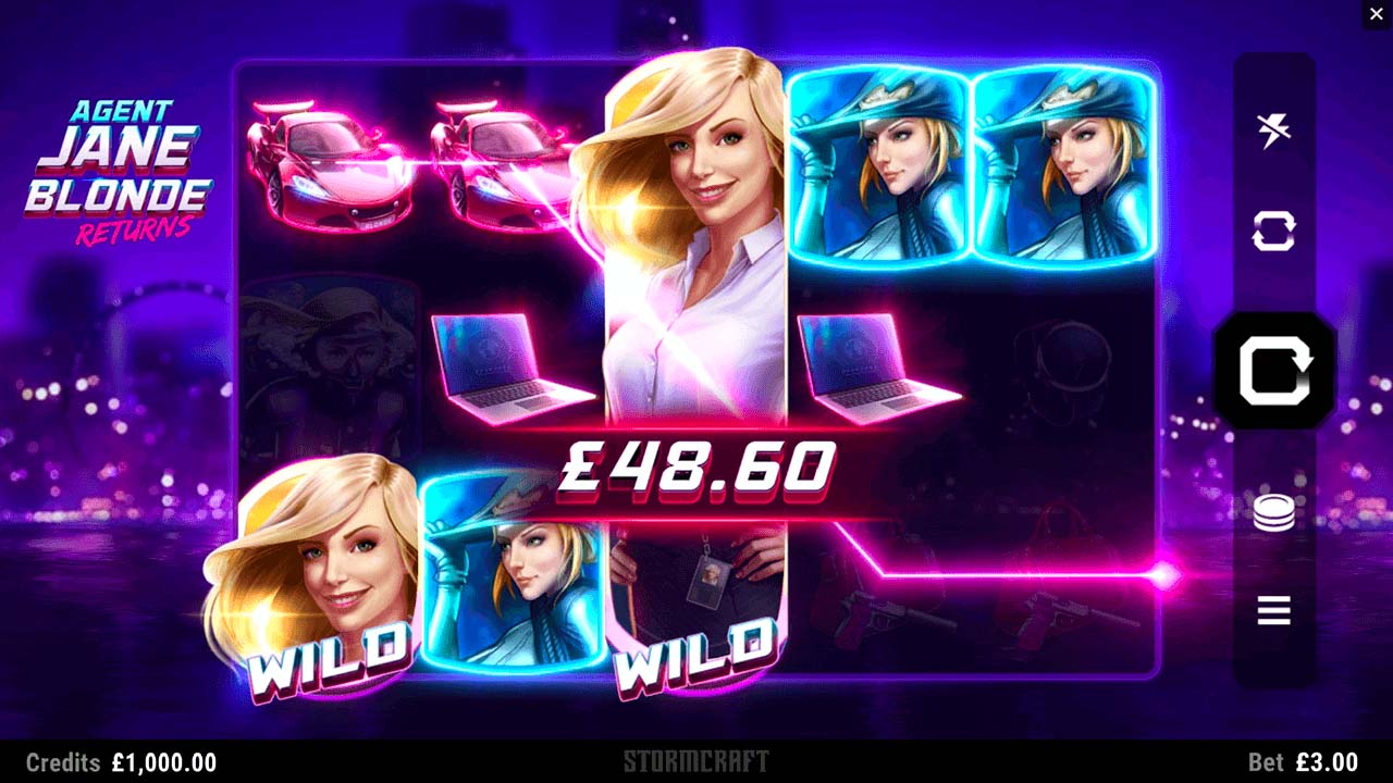 Screenshot of the Agent Jane Blonde Returns slot by Microgaming