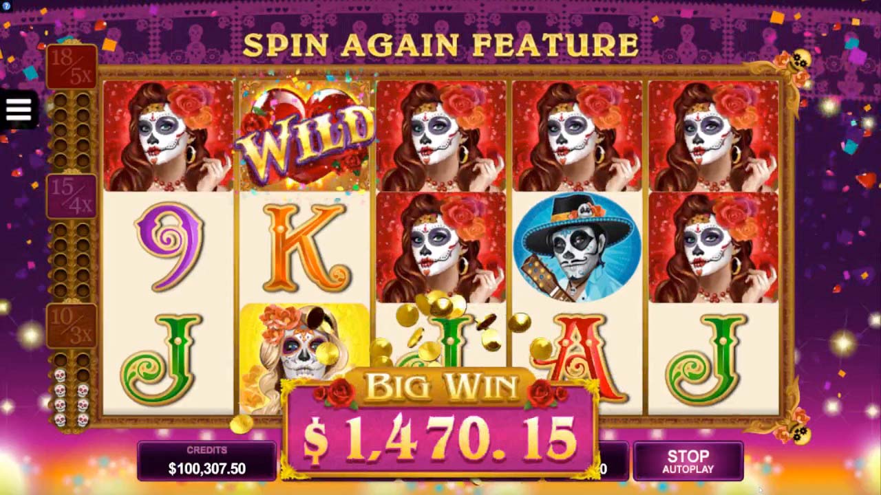 Screenshot of the Beautiful Bones slot by Microgaming