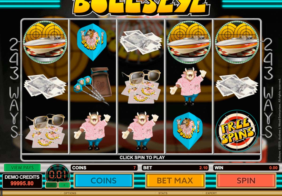 Screenshot of the Bullseye slot by Microgaming