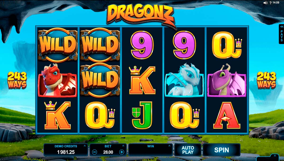 Screenshot of the Dragonz slot by Microgaming