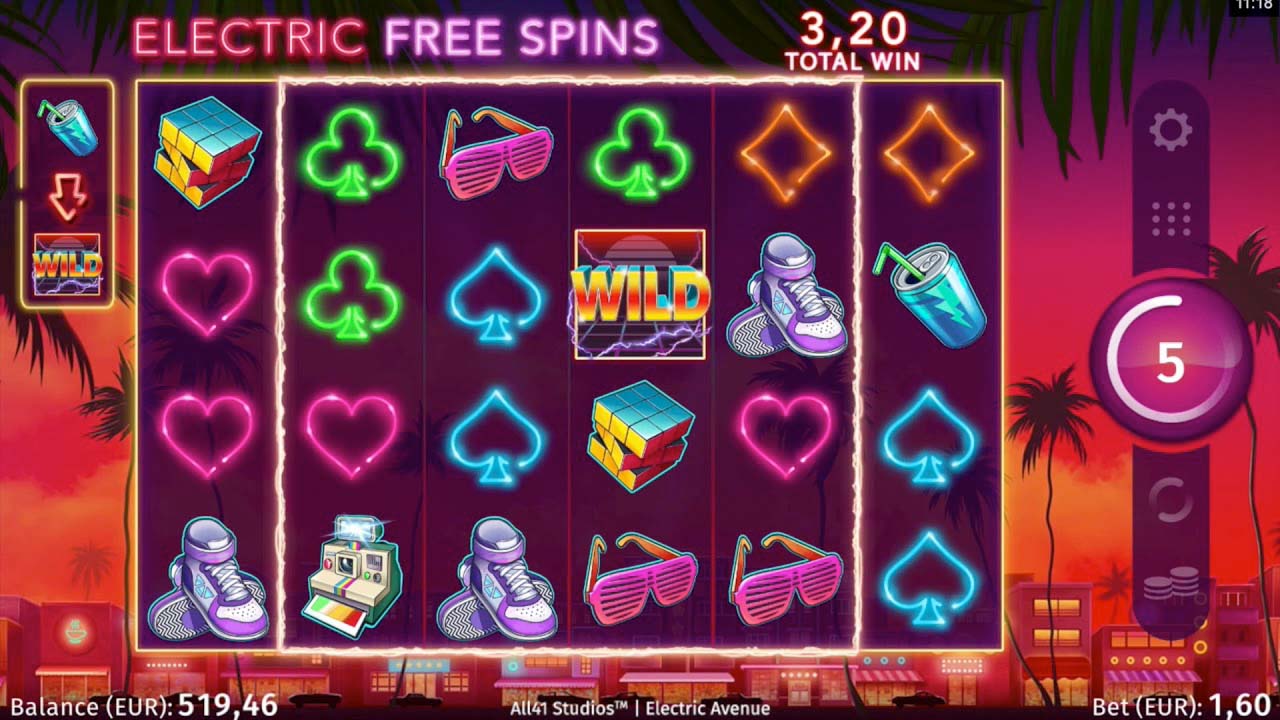 Screenshot of the Electric Avenue slot by Microgaming