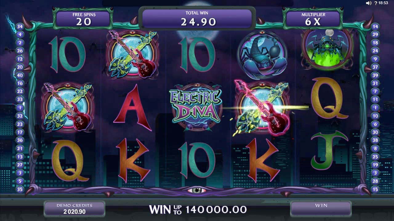 Screenshot of the Electric Diva slot by Microgaming