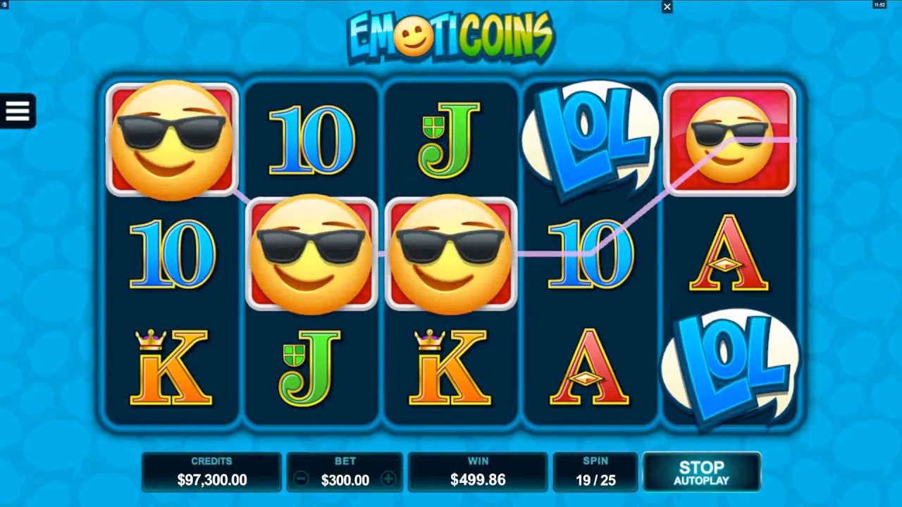 Screenshot of the Emoticoins slot by Microgaming