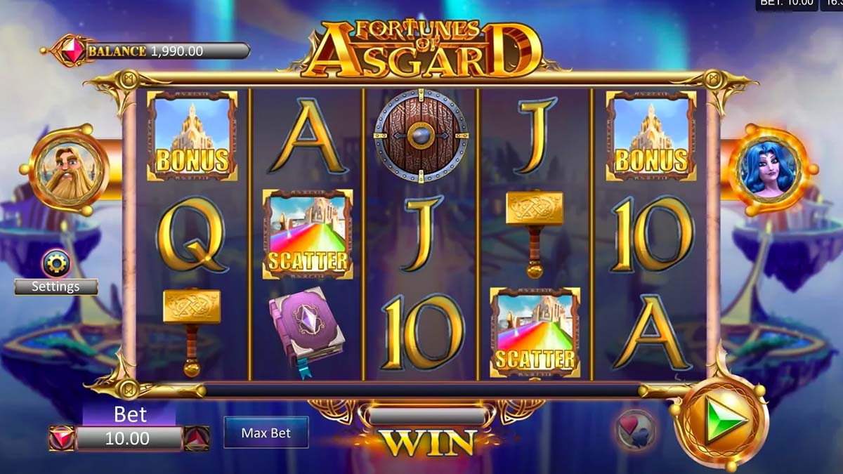 Screenshot of the Fortunes of Asgard slot by Microgaming