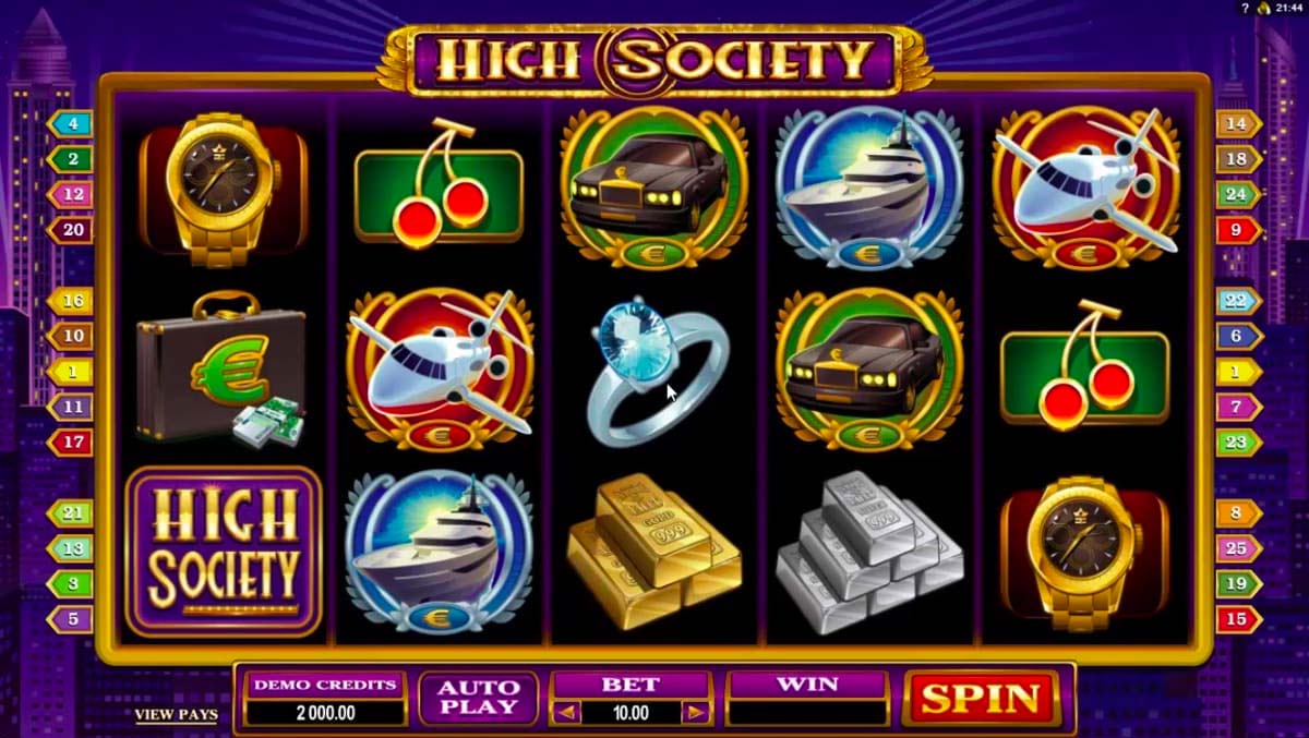 Screenshot of the High Society slot by Microgaming