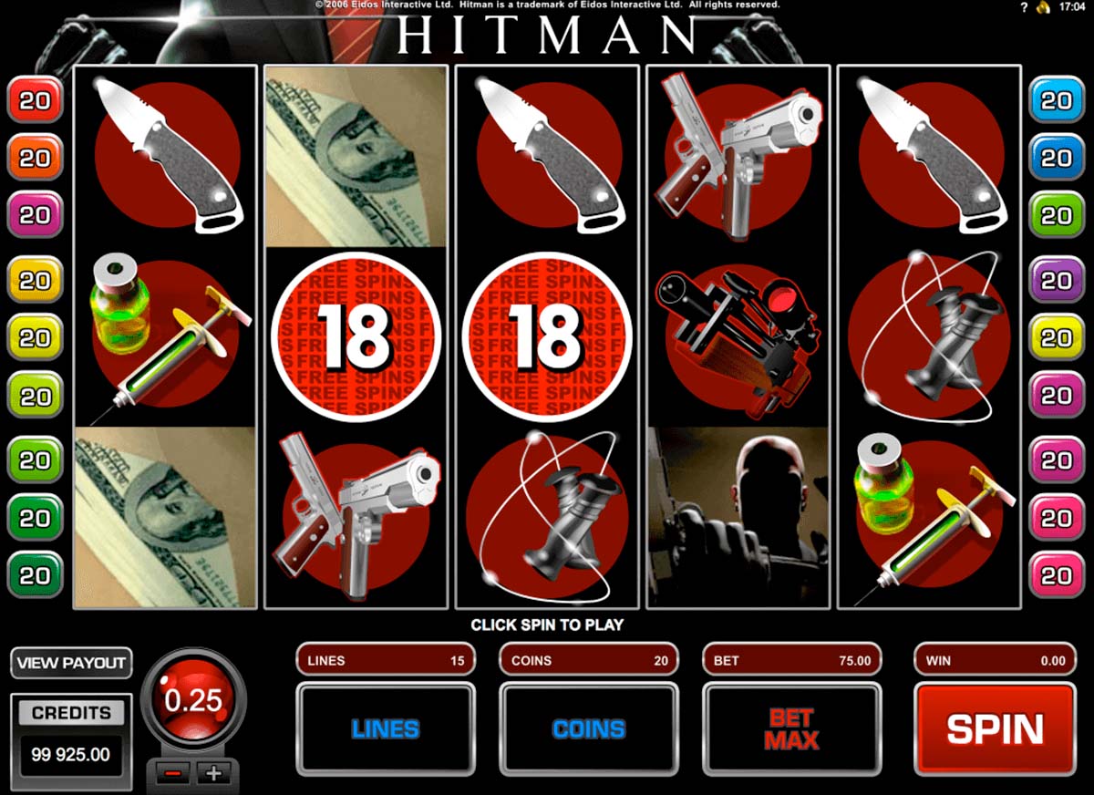 Screenshot of the Hitman slot by Microgaming