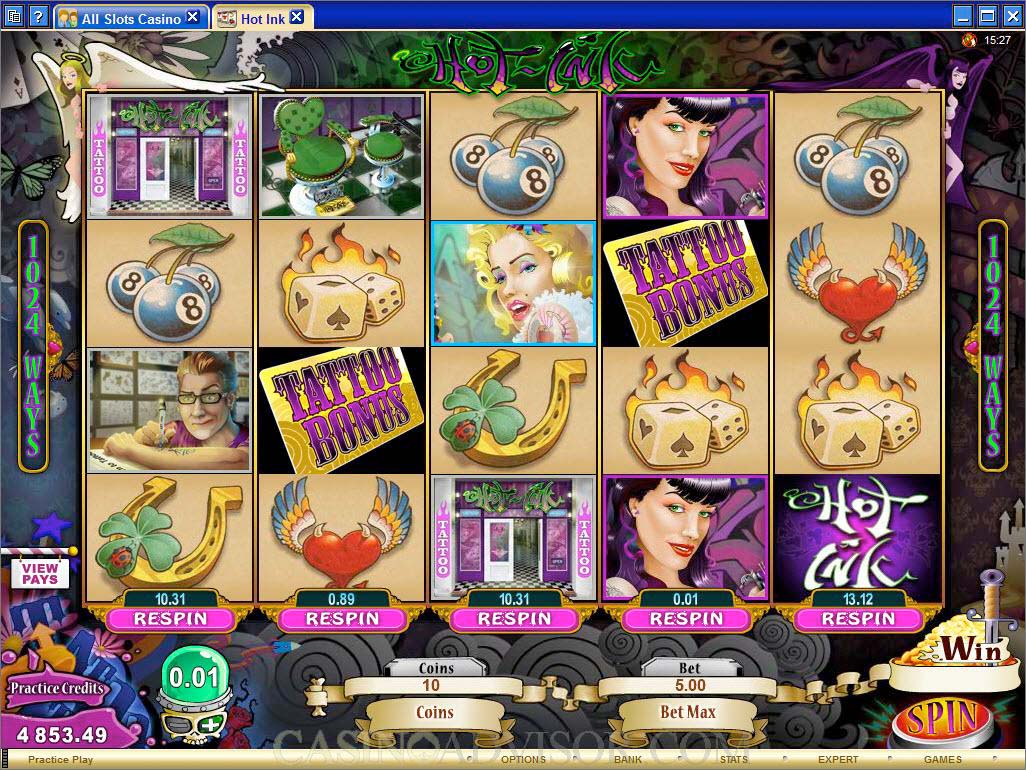 Screenshot of the Hot Ink slot by Microgaming
