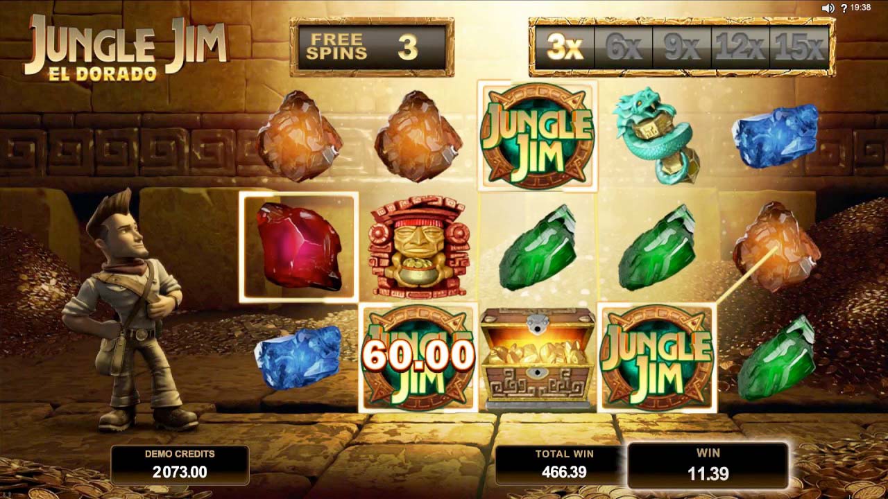 Screenshot of the Jungle Jim El Dorado slot by Microgaming