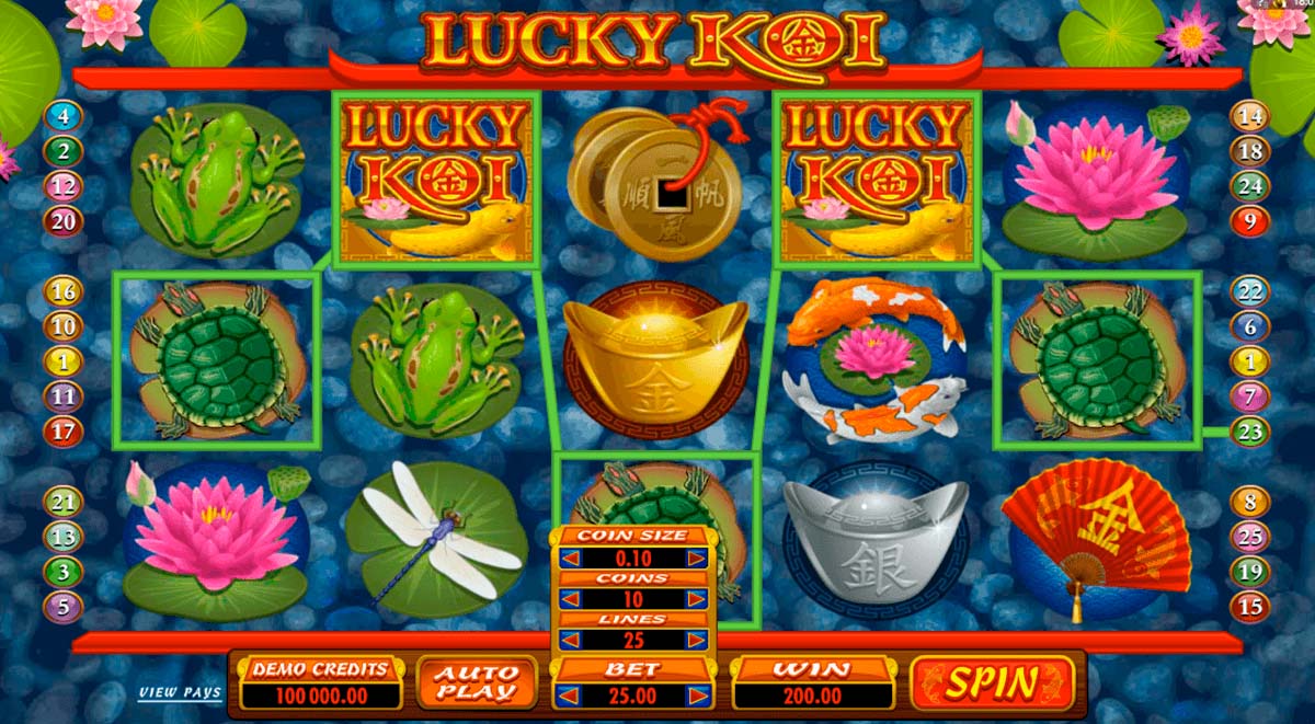 Screenshot of the Lucky Koi slot by Microgaming