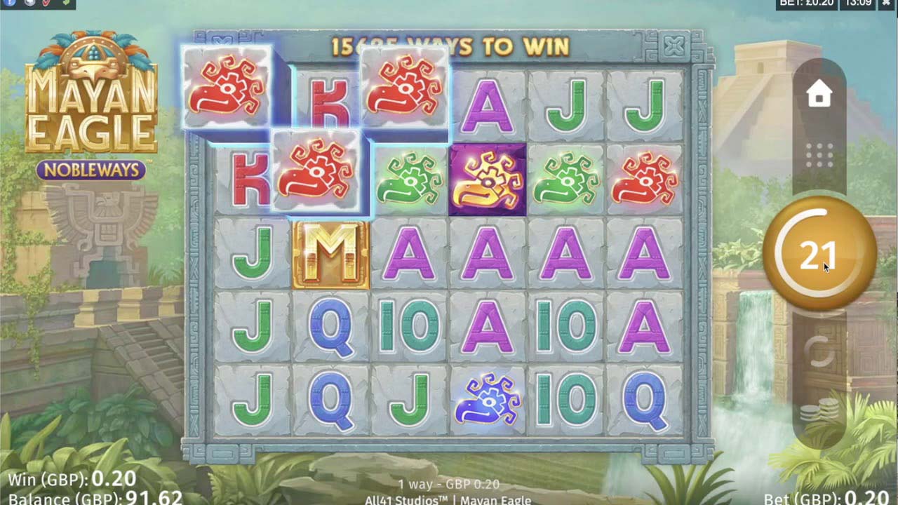 Screenshot of the Mayan Eagle Nobleways slot by Microgaming