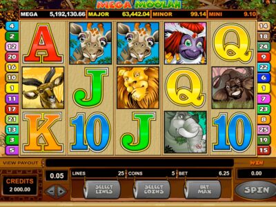 Screenshot of the Mega Moolah slot by Microgaming