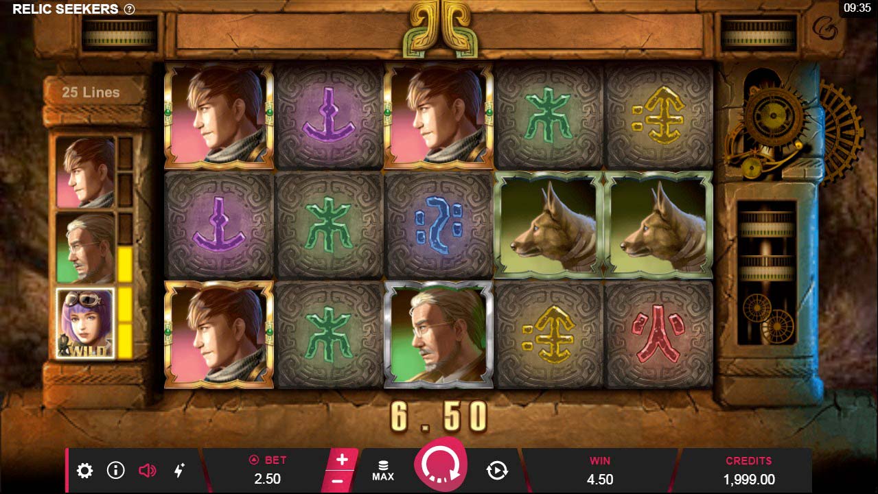 Screenshot of the Relic Seekers slot by Microgaming