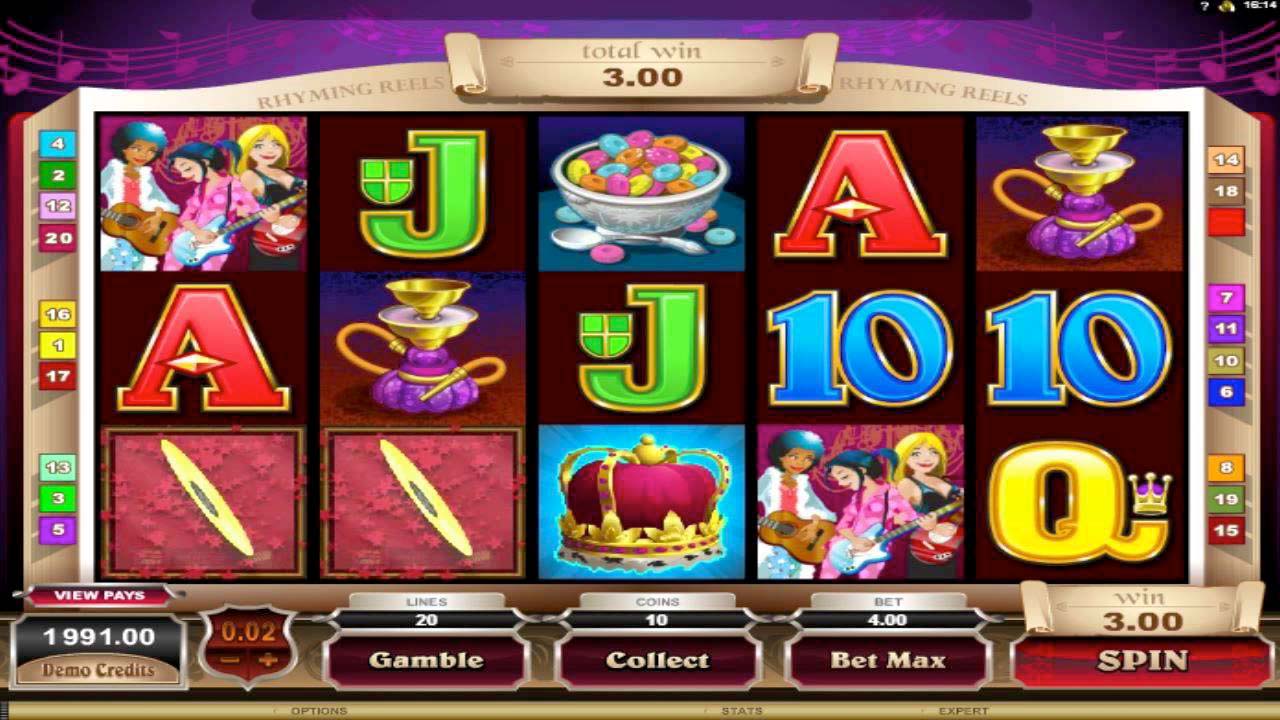 Screenshot of the Rhyming Reels Old King Cole slot by Microgaming