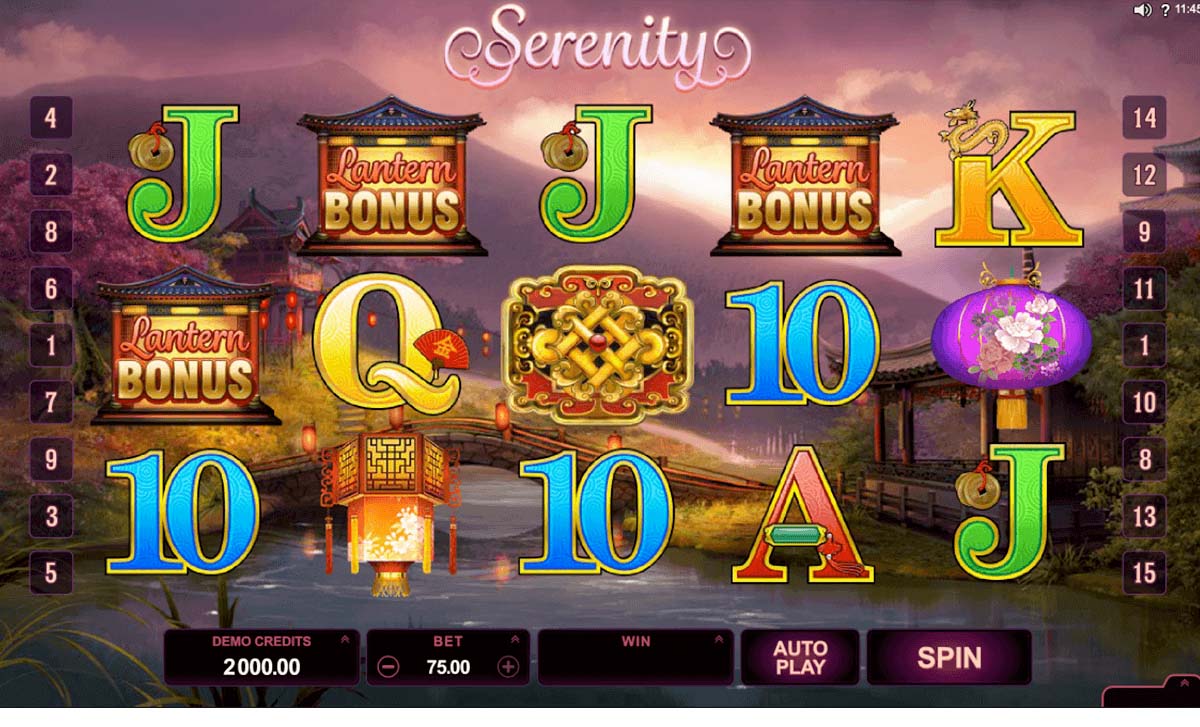 Screenshot of the Serenity slot by Microgaming