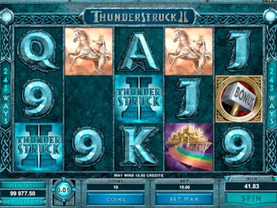 Screenshot of the Thunderstruck II slot by Microgaming
