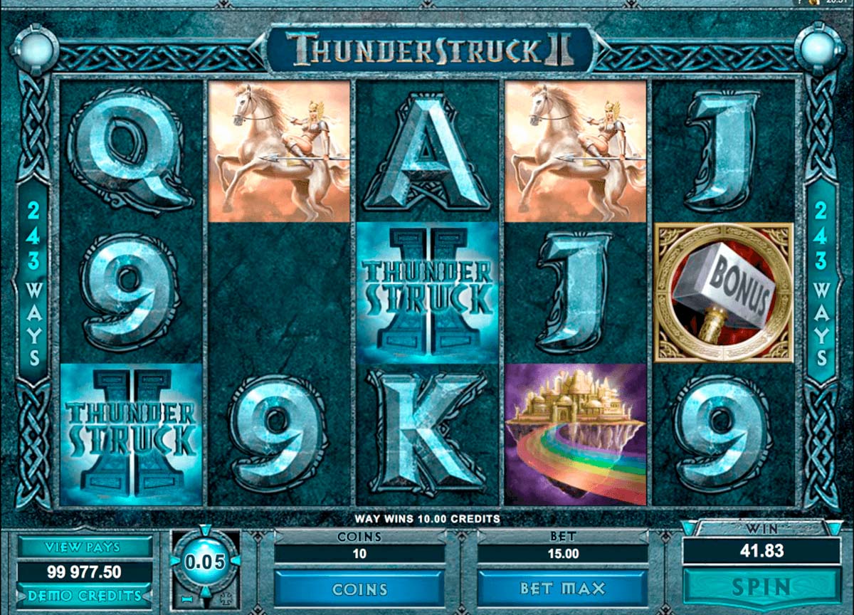 Screenshot of the Thunderstruck II slot by Microgaming