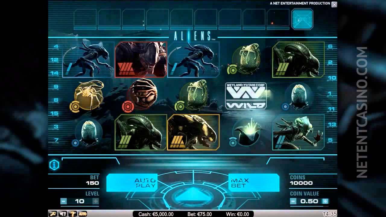 Screenshot of the Aliens slot by NetEnt