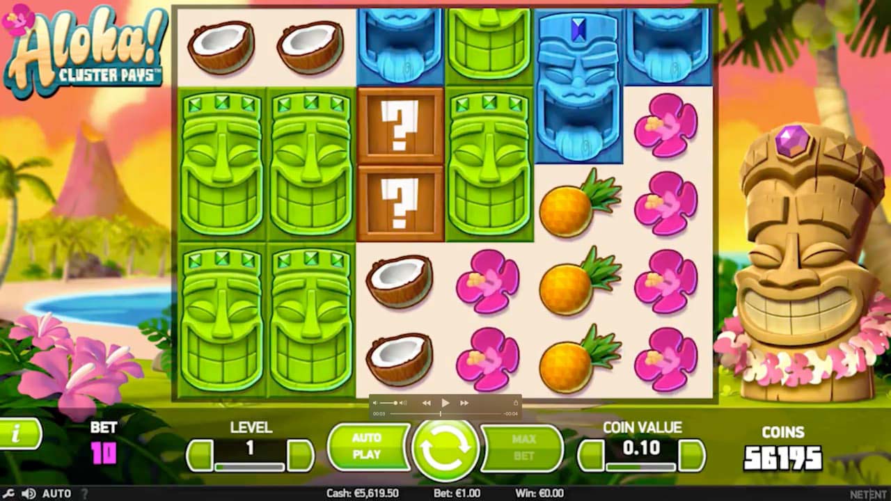 Screenshot of the Aloha Cluster Pays slot by NetEnt