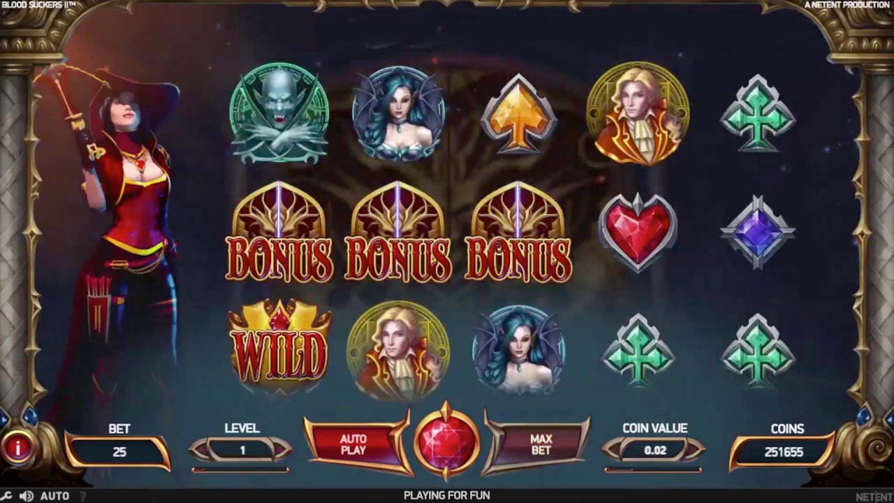 Screenshot of the Blood Suckers II slot by NetEnt