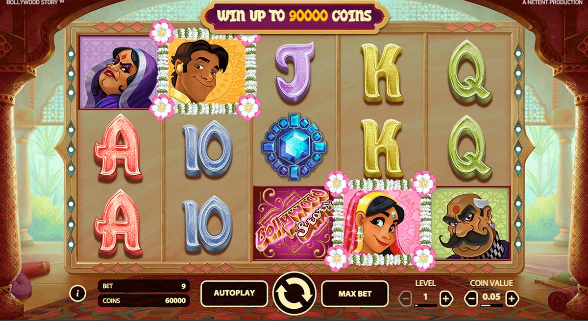 Screenshot of the Bollywood Story slot by NetEnt