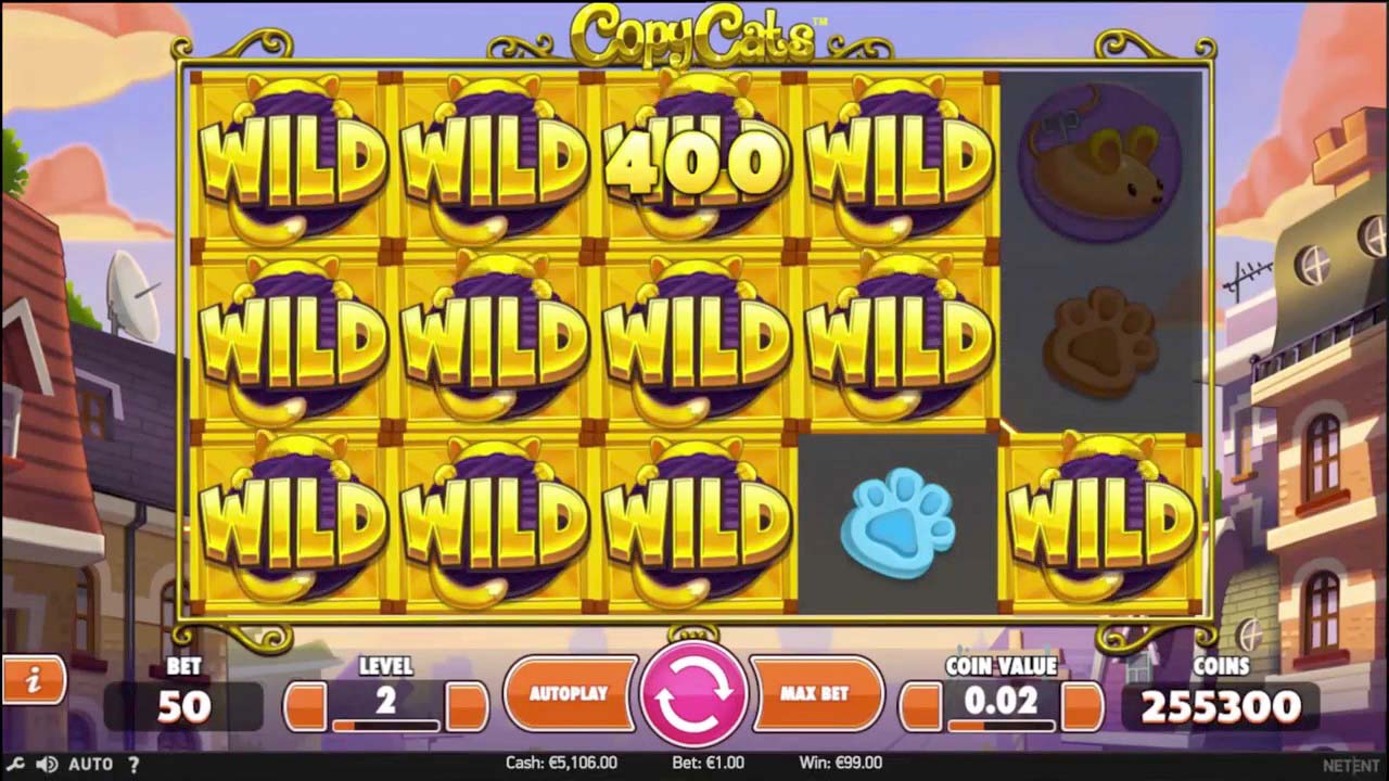 Screenshot of the Copy Cats slot by NetEnt