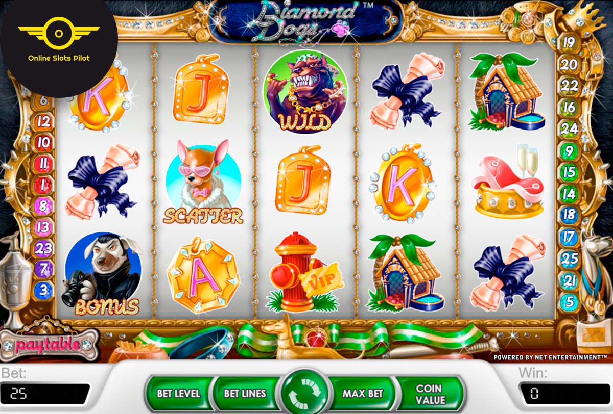 Screenshot of the Diamond Dogs slot by NetEnt