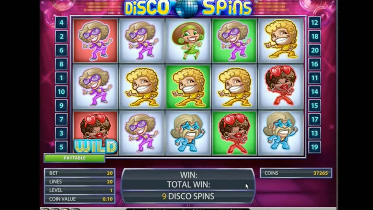 Screenshot of the Disco Spins slot by NetEnt