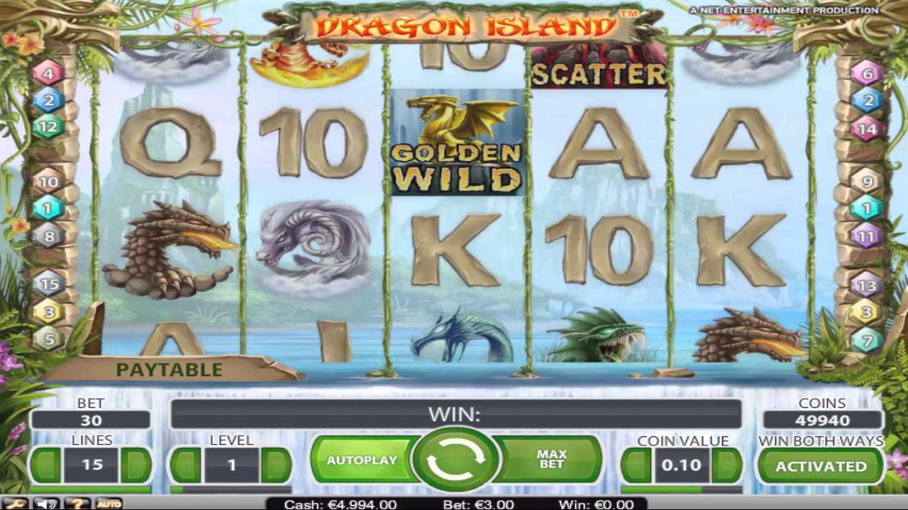 Screenshot of the Dragon Island slot by NetEnt