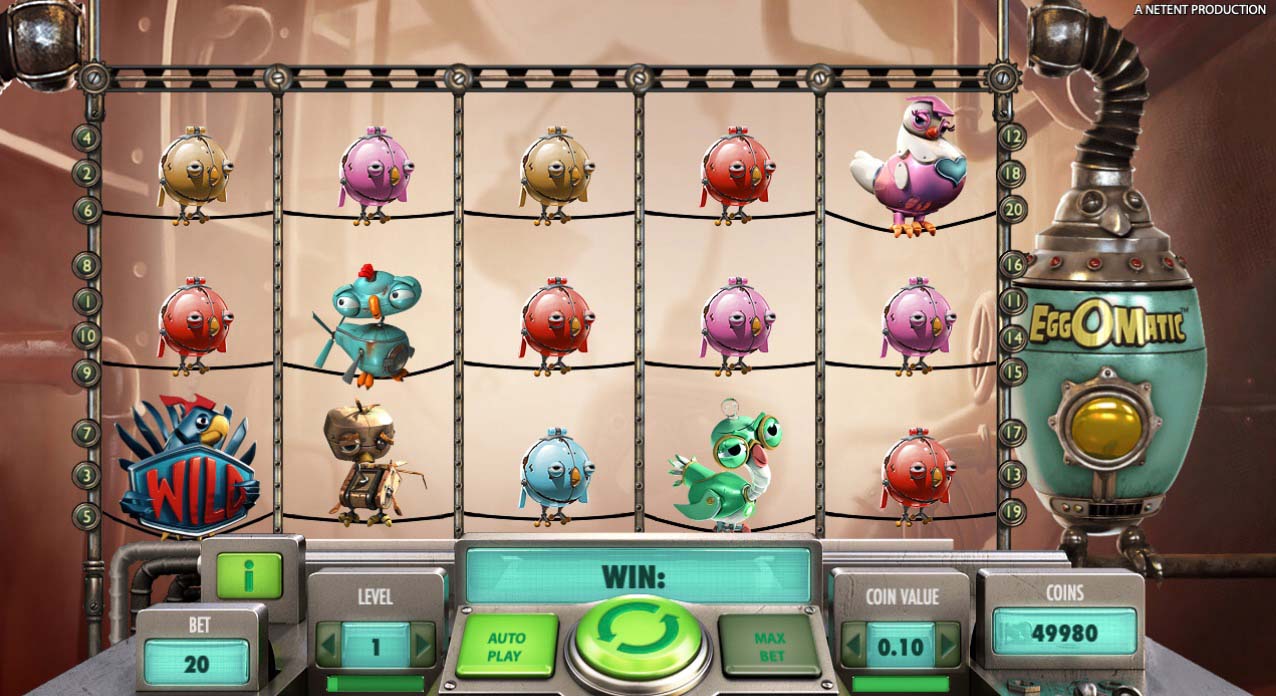 Screenshot of the EggOMatic slot by NetEnt