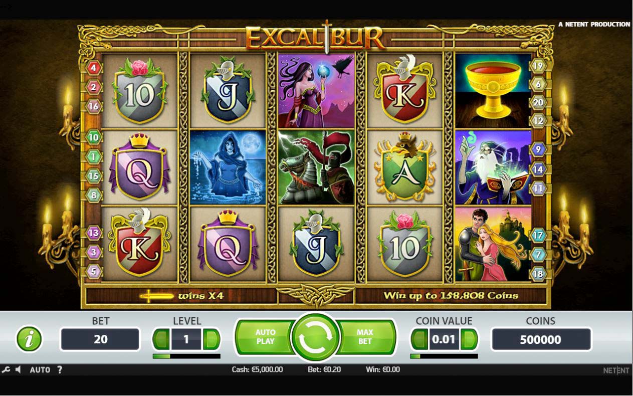 Screenshot of the Excalibur slot by NetEnt