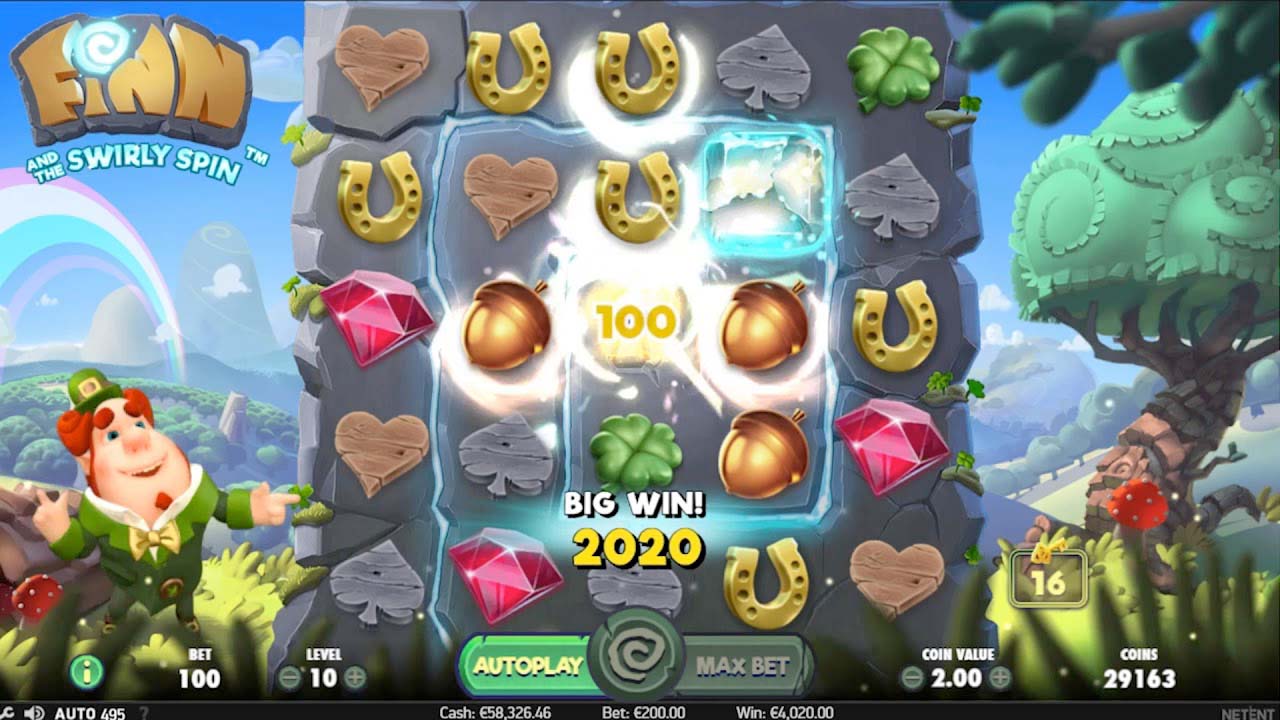 Screenshot of the Finn and the Swirly Spin slot by NetEnt