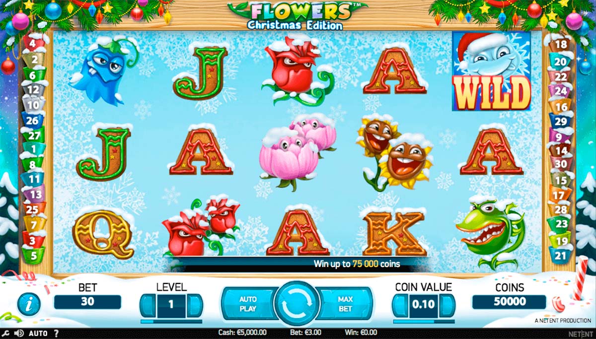 Screenshot of the Flowers slot by NetEnt