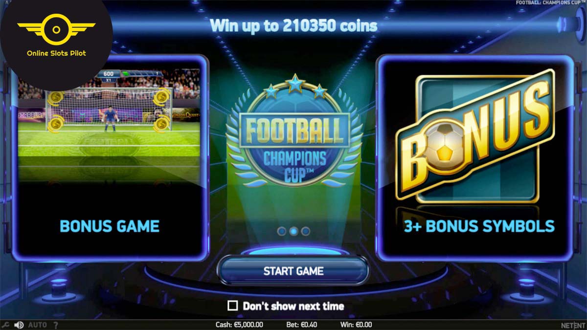 Screenshot of the Football Champions Cup slot by NetEnt