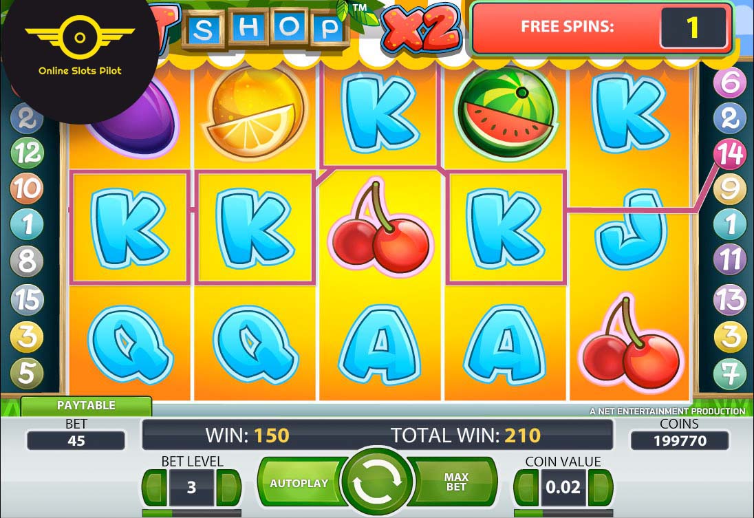 Screenshot of the Fruit Shop slot by NetEnt