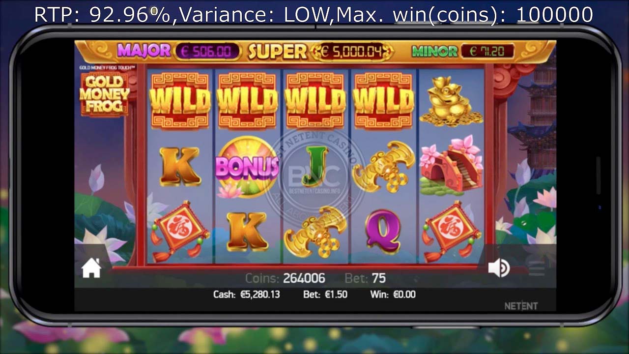 Screenshot of the Gold Money Frog slot by NetEnt