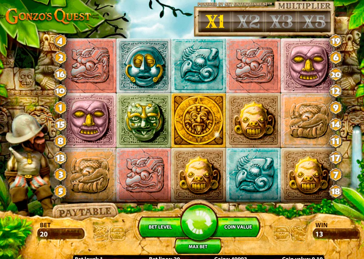 Screenshot of the Gonzos Quest slot by NetEnt
