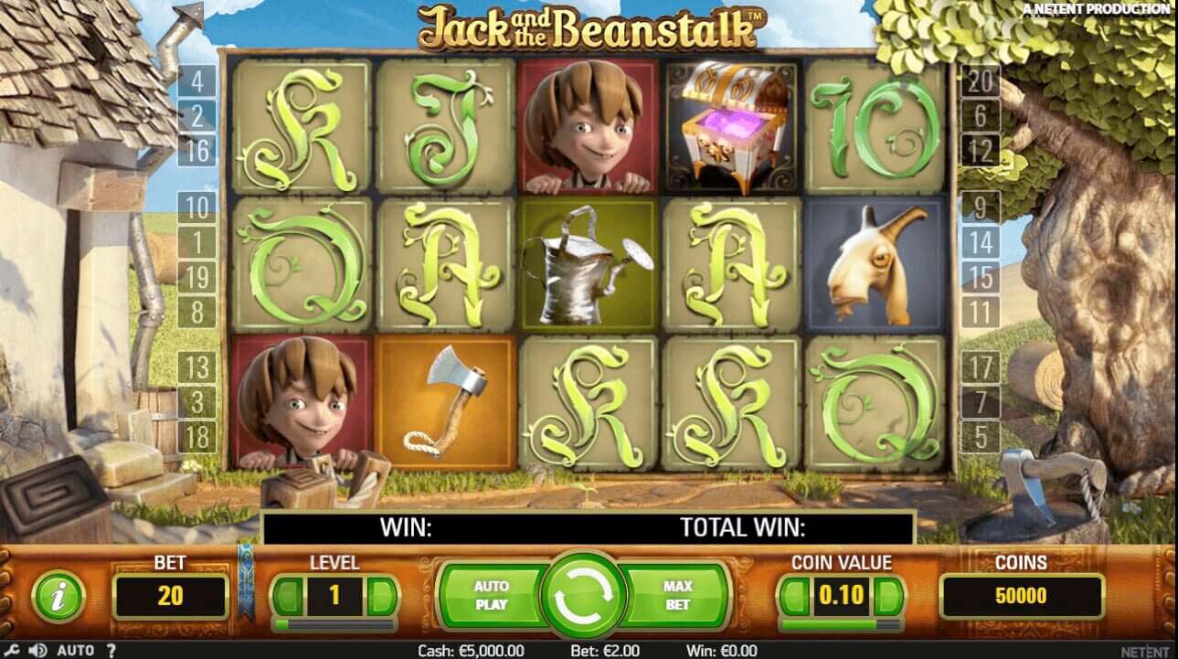 Screenshot of the Jack and the Beanstalk slot by NetEnt